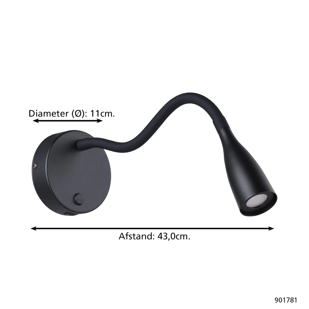 Bedlampje Olivandino 1 flexibel zwart Eglo 9008606347780