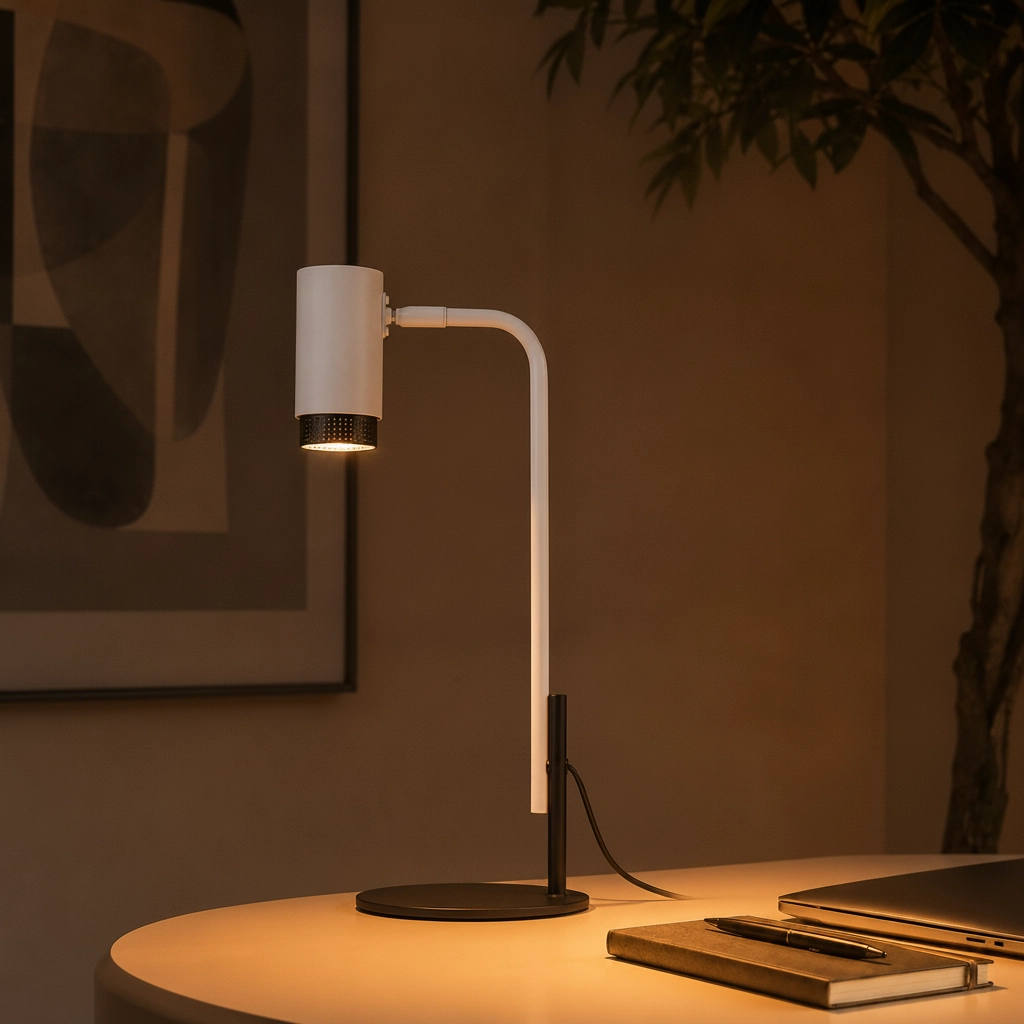 Bureaulamp Nessi wit met zwart