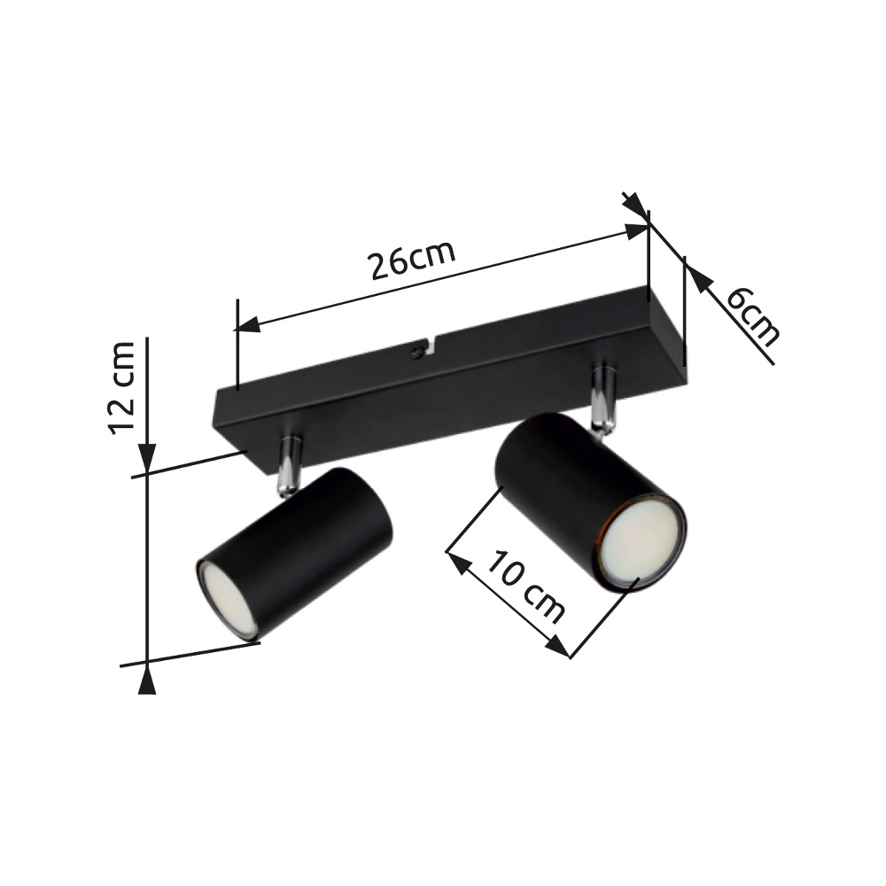 Plafondlamp 2-lichts Robby zwart Globo 9007371442515