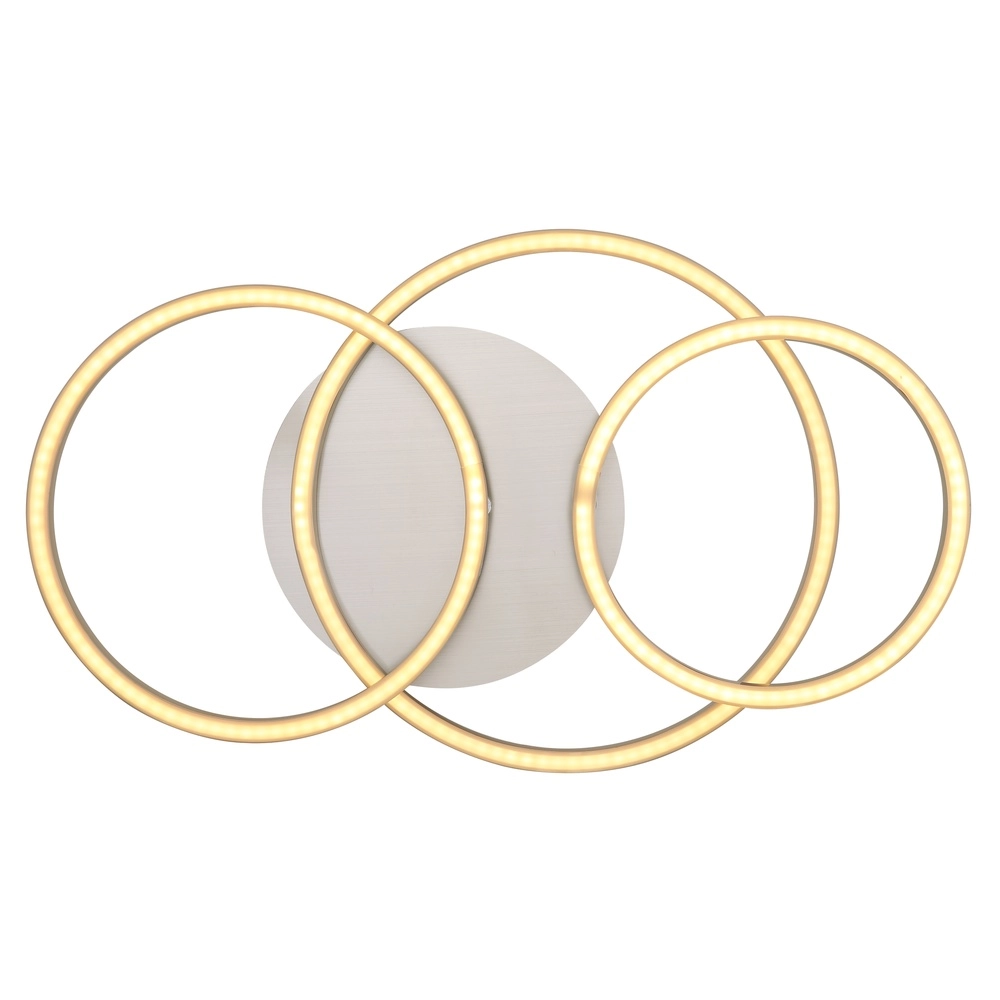 Moderne plafondlamp Kendy 3 ringen nikkel Globo 9007371407743
