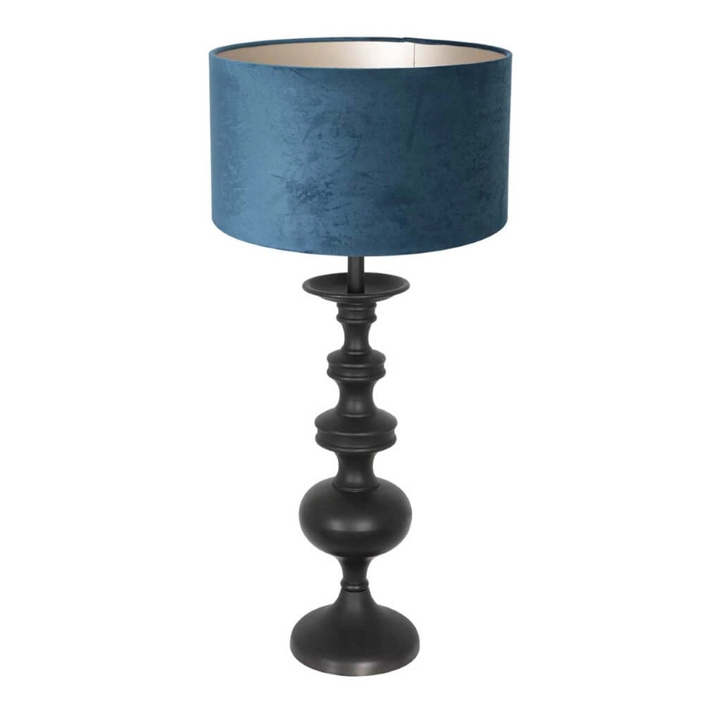 Klassieke schemerlamp Lyons C met blauwe velours kap