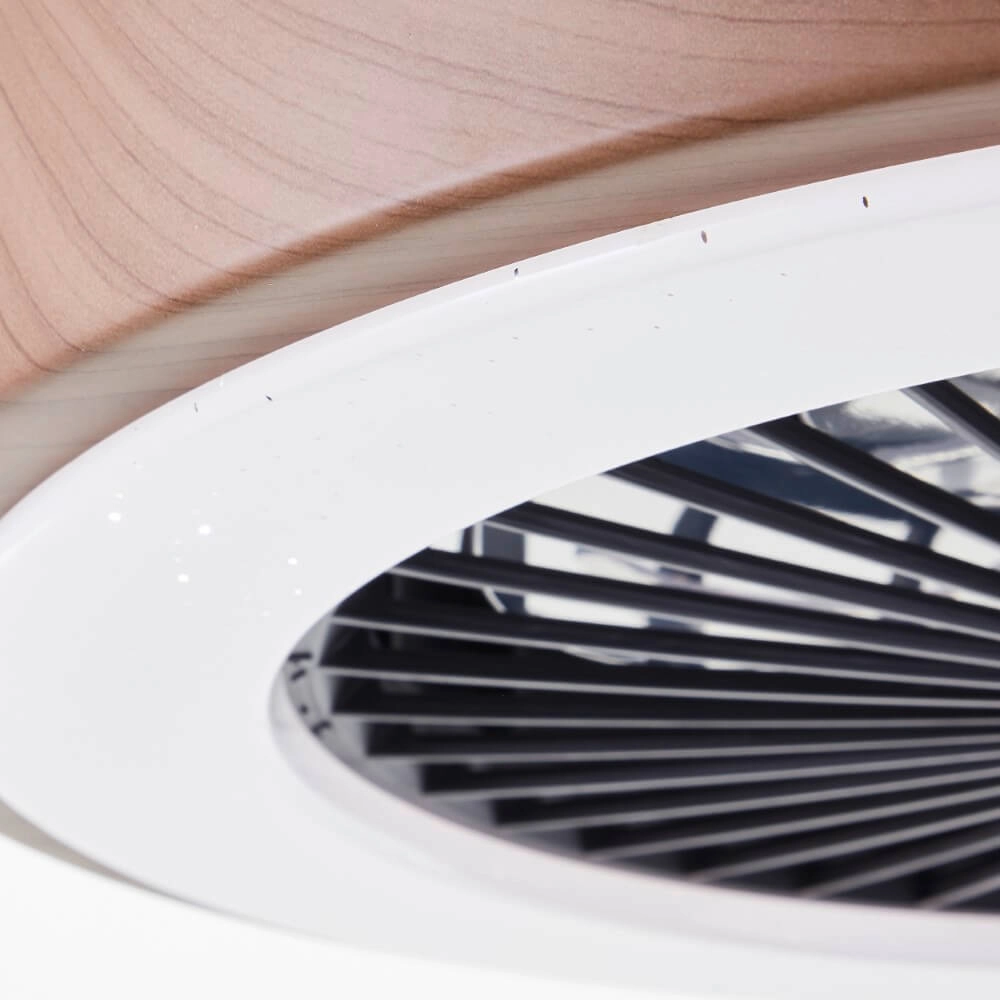 Zwarte ventilator Slimline met houten rand Brilliant 4004353435867