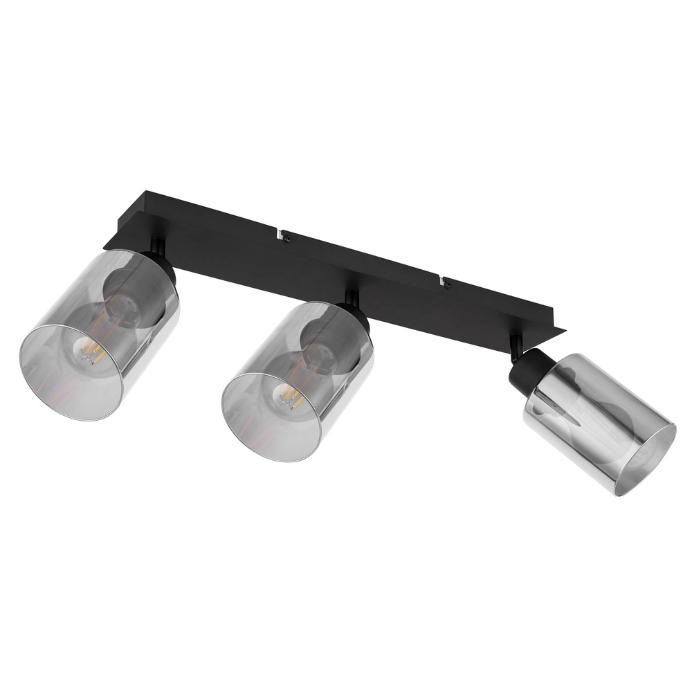 Plafondlamp Hadera 3-lichts zwart met smoke glas Globo 9007371443215