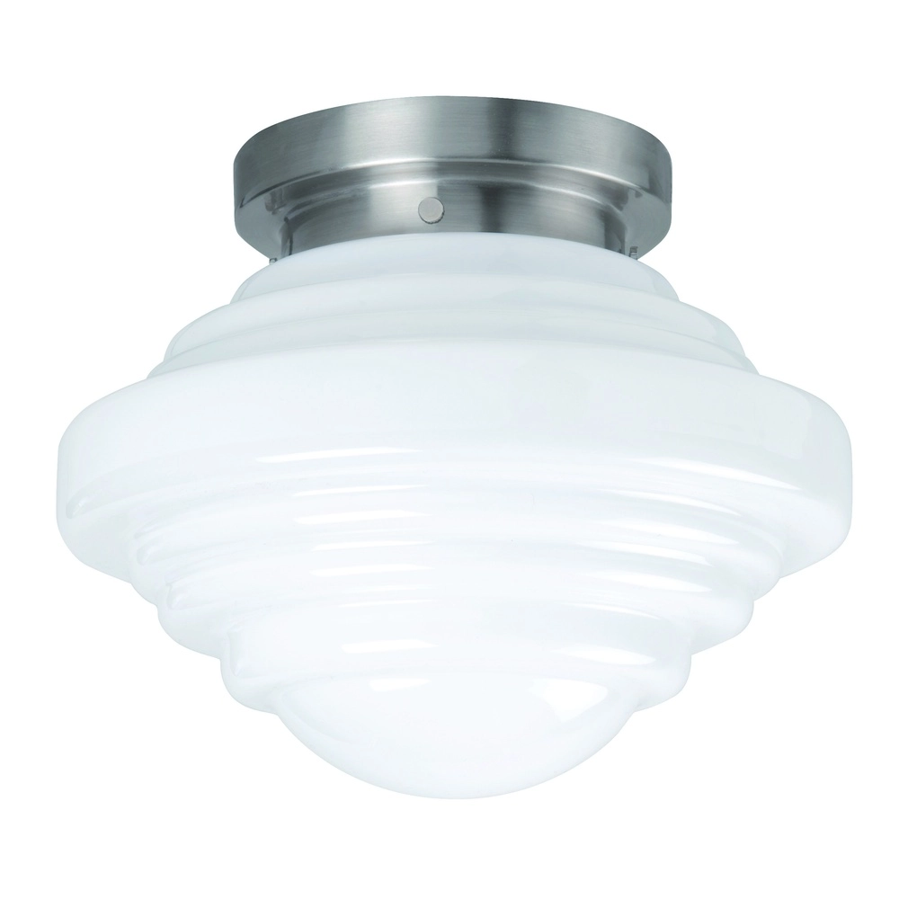 Nikkel plafondlamp York met wit glas Ø 30cm