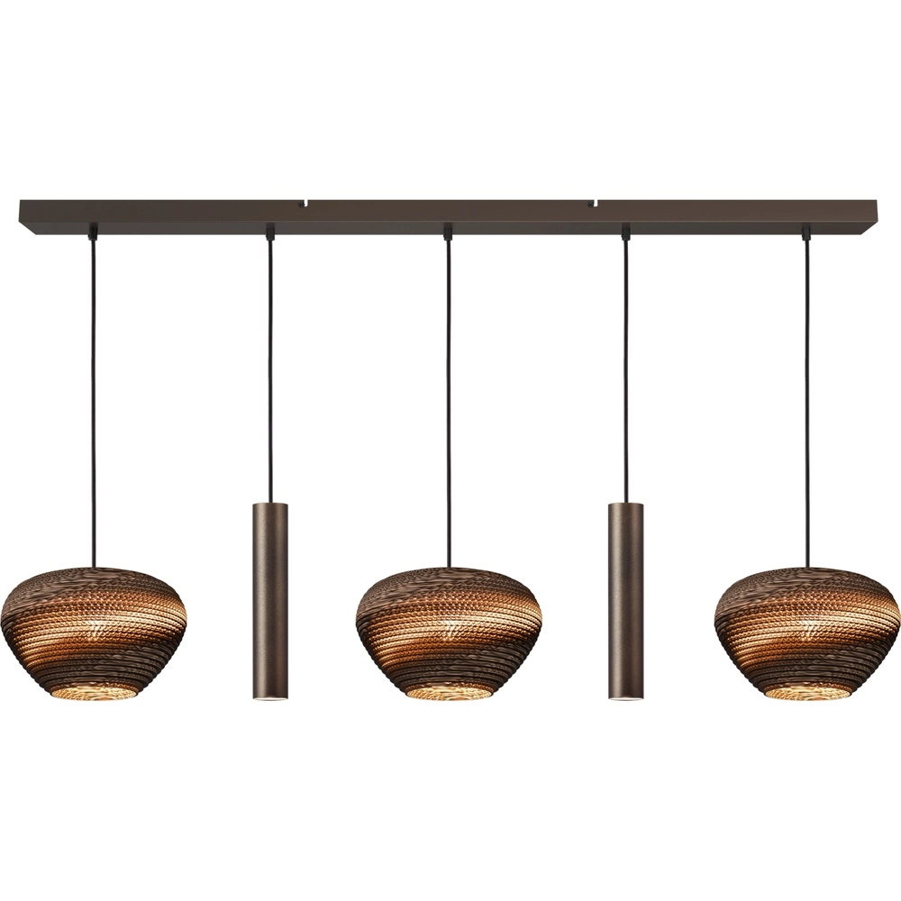 5-lichts hanglamp Cartone met Think Paper kap