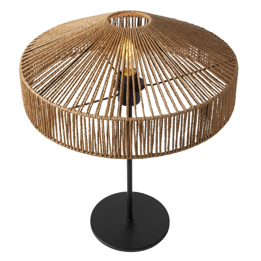 Tafellamp Yunkai Ø 40cm zwart met rotan Lucide 5411212105721