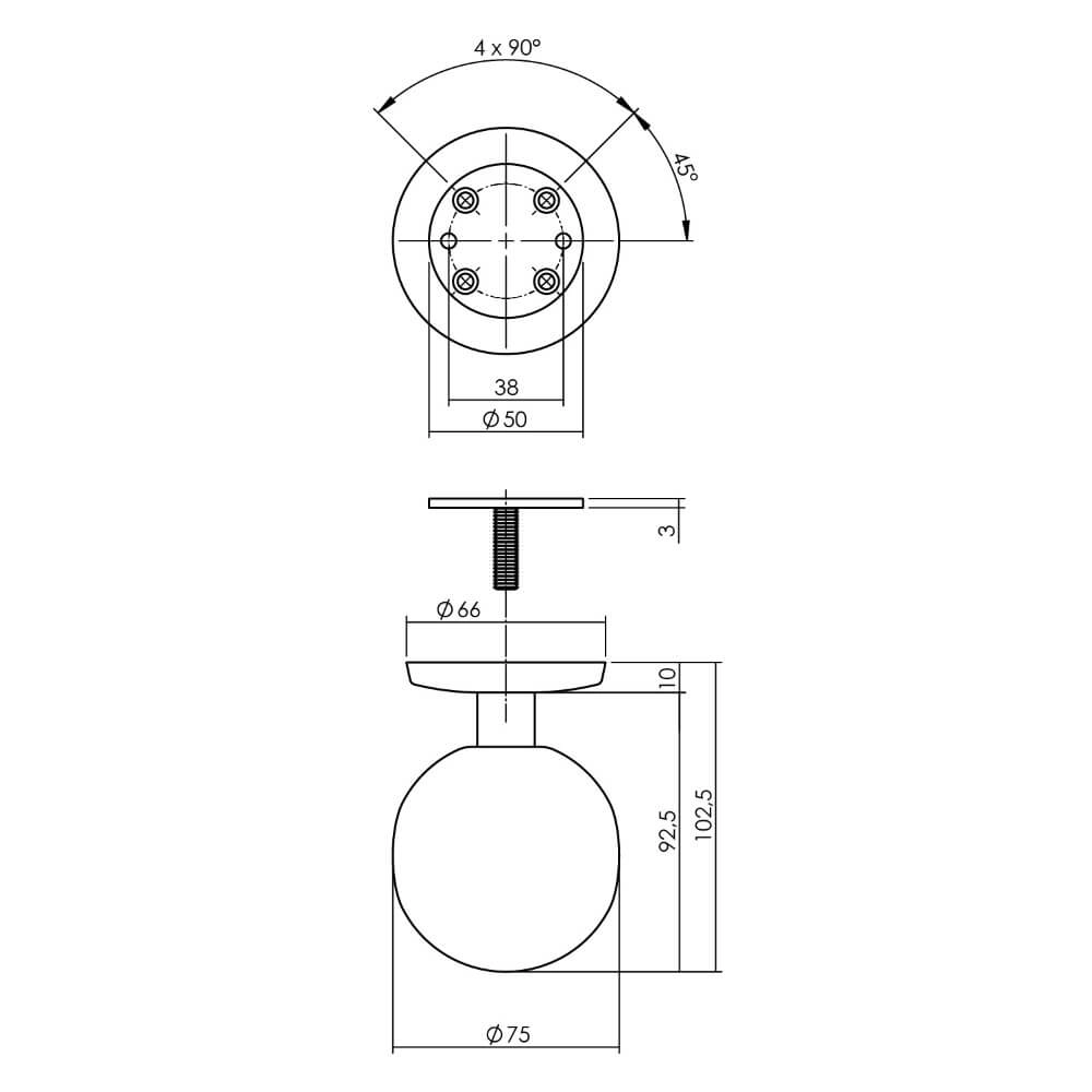 Voordeurknop Castor Ø 7,5cm messing Intersteel 8714186693674