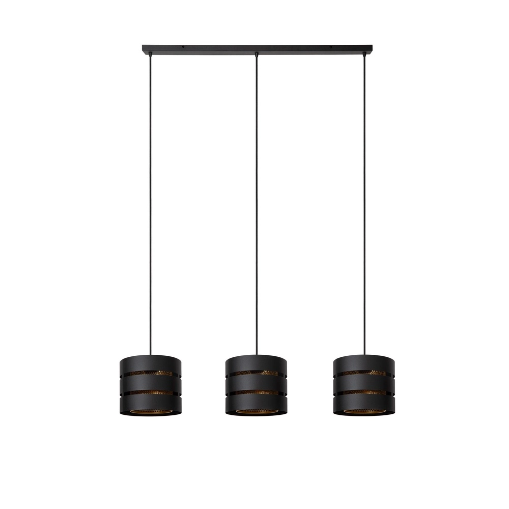 Hanglamp Rosas 3-lichts zwart met goud