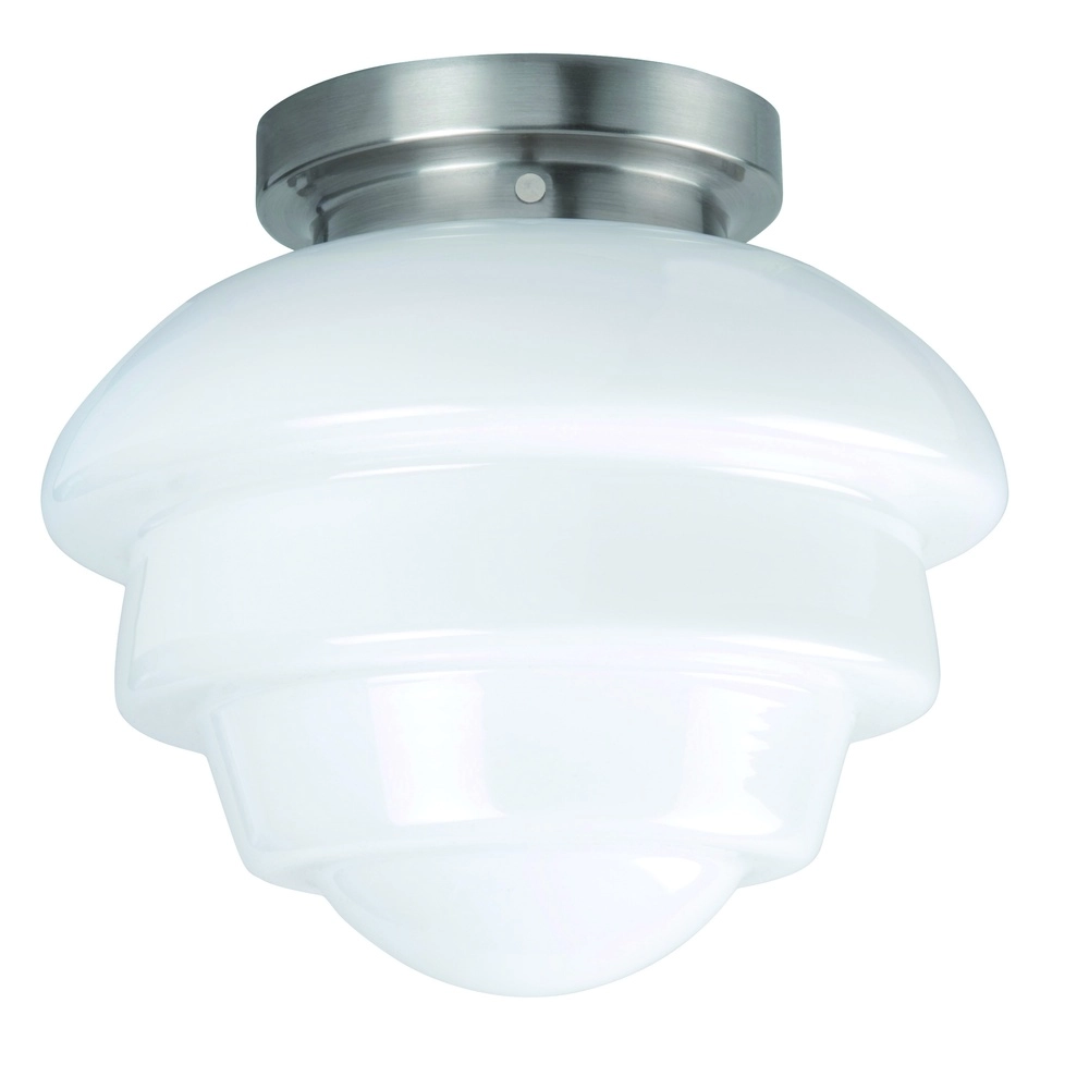 Nikkel plafondlamp Oxford met wit glas Ø 30cm