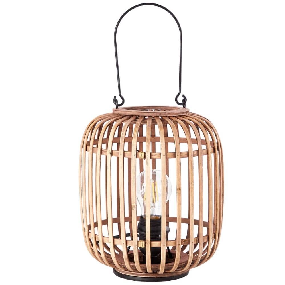 Landelijke tafellamp Woodrow houtbruin met zwart hout Brilliant 4004353357428