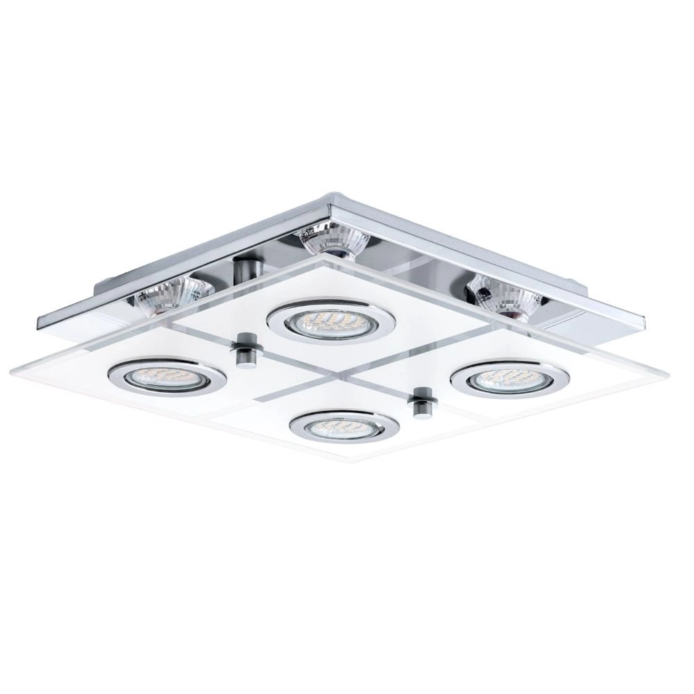 Led plafondlamp Cabo Square 4x3w - 3000K - 29cm chroom