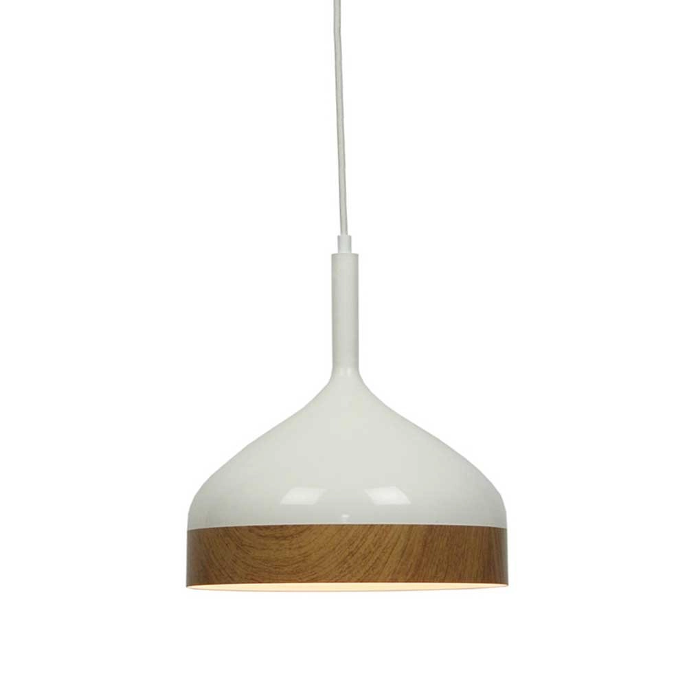 Ø 45cm hanglamp Moondrop 30cm wit met houtbruin