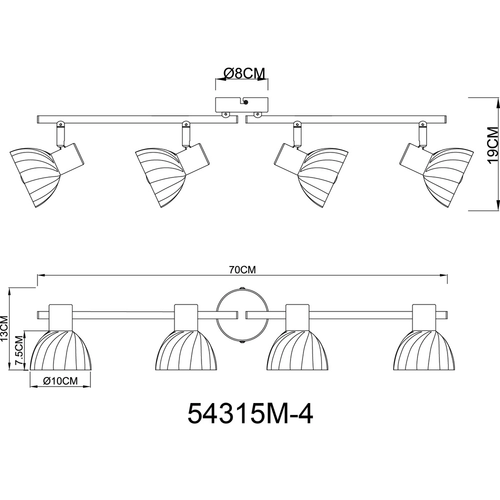 Plafondlamp 4-lichts Zachery goud Globo 9007371531509