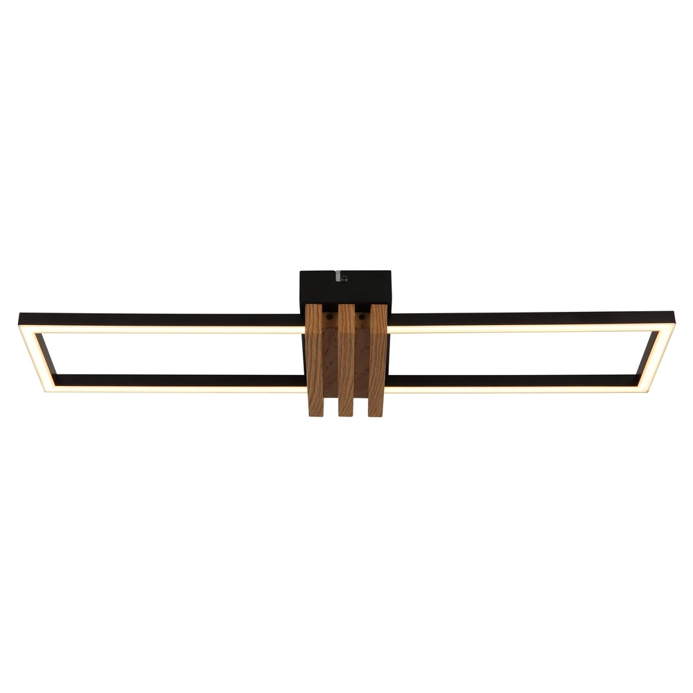 Moderne plafondlamp Dakari I zwart met hout 60cm Globo 9007371522781