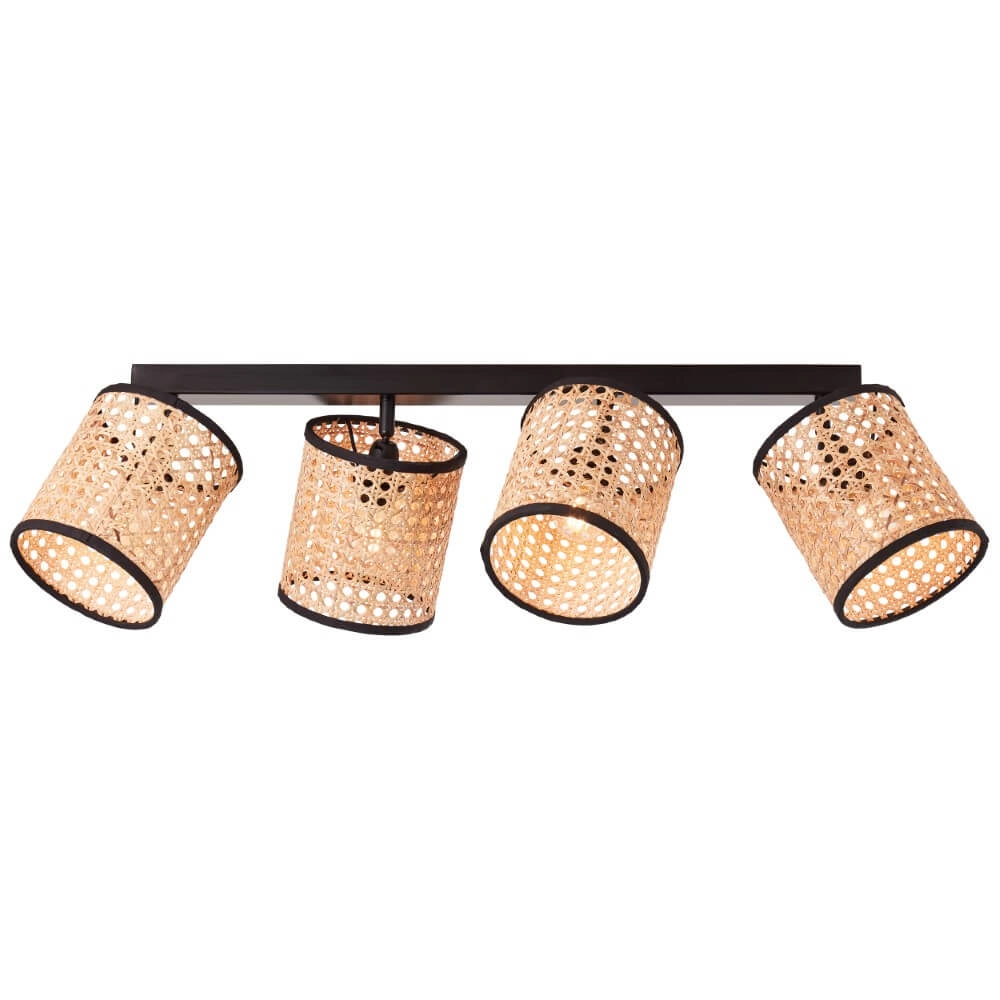 Spots Wiley 4-lichts zwart met rotan