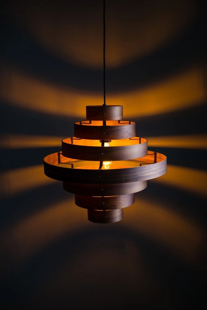 Stoere hanglamp Walnut 7-rings houtbruin ETH 8719075185759