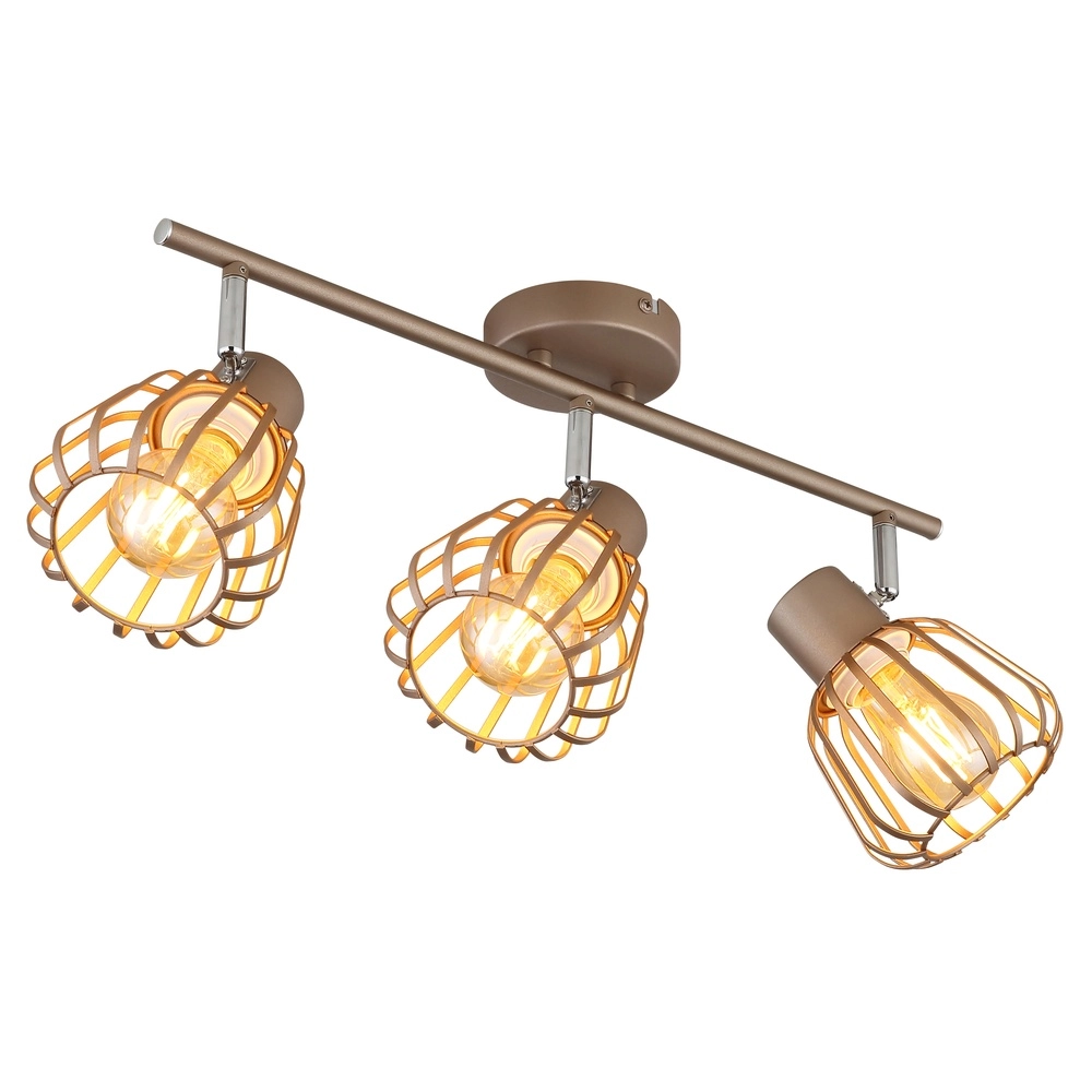 Plafondlamp Olin 3-lichts koffie bruin