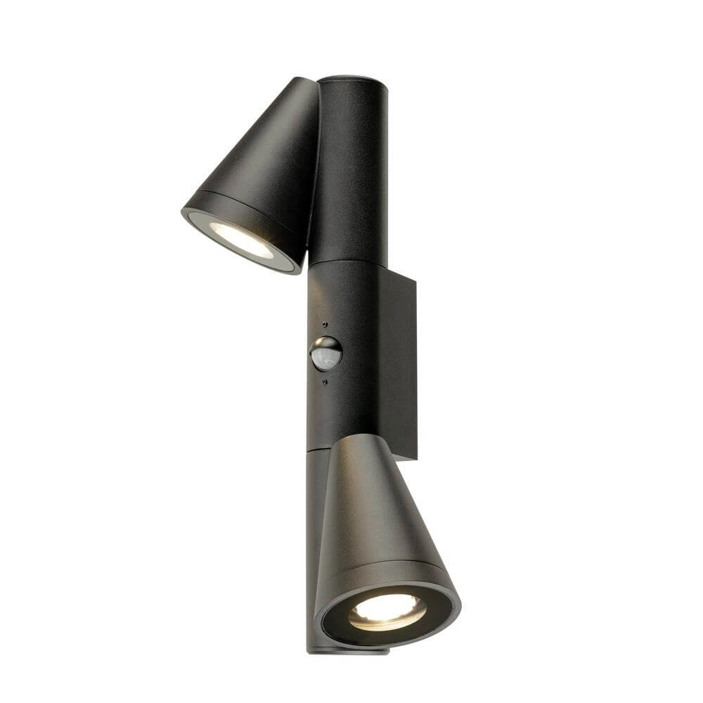 Design wandlamp T-Tube WL dubbel zwart met sensor