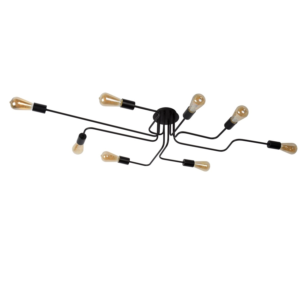 Plafondlamp Lester 8-lichts zwart