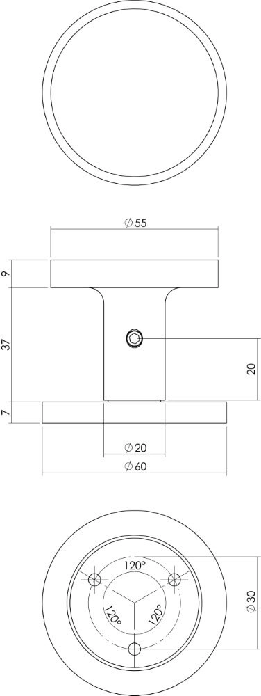 Voordeurknop Rond eenzijdige montage aluminium Intersteel 8714186447802