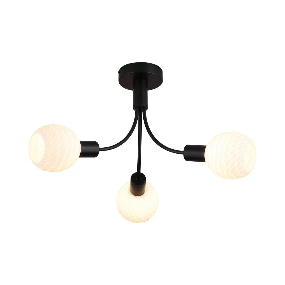 Plafondlamp Nova zwart 3-lichts