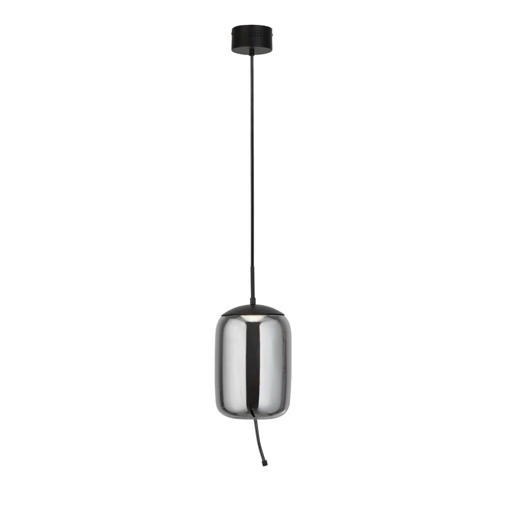Hanglamp Glas Lisbon zwart met smoke cilinderglas