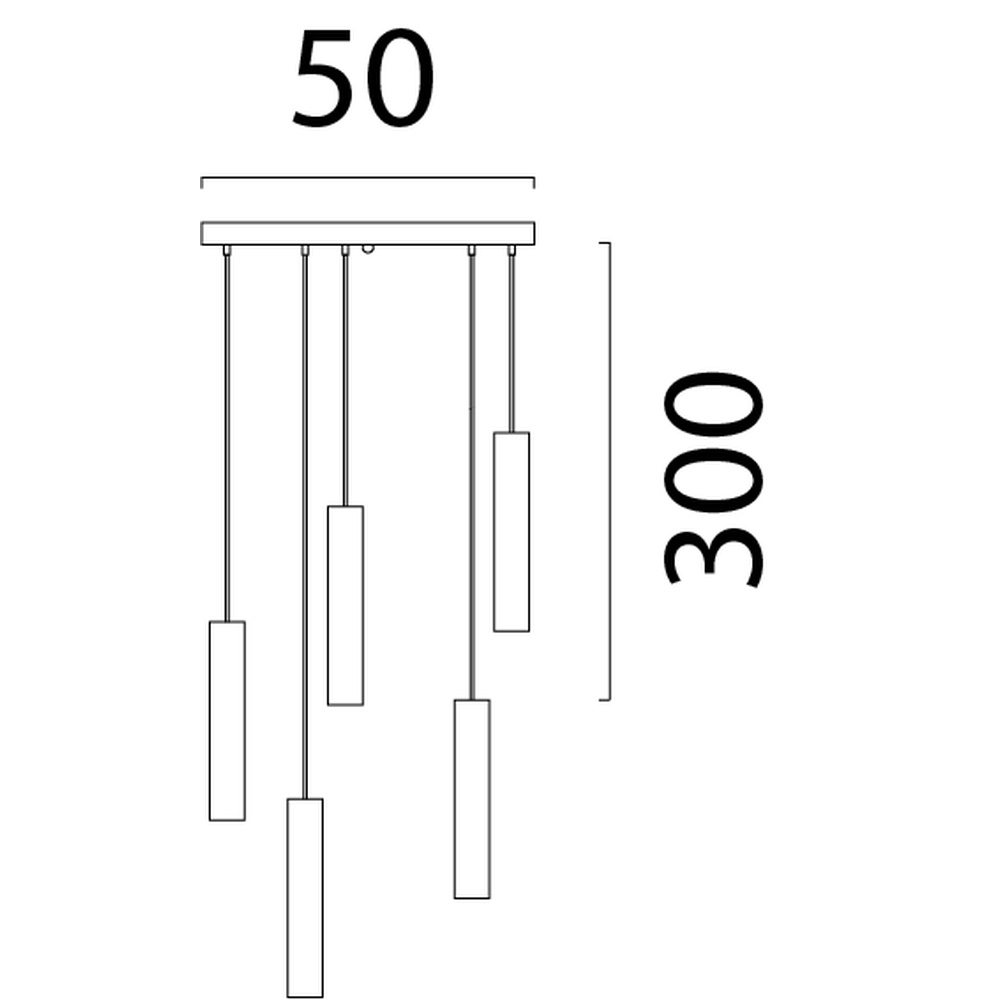 Hanglamp Run Ø50 ronde plaat - 5x GU10 - antiek koper Masterlight 8718121222158