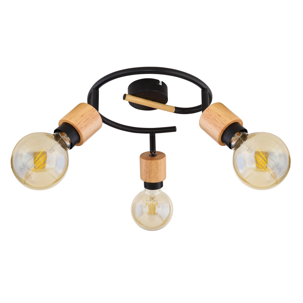 Plafondlamp Jorna 3-lichts zwart met hout Globo 9007371405282