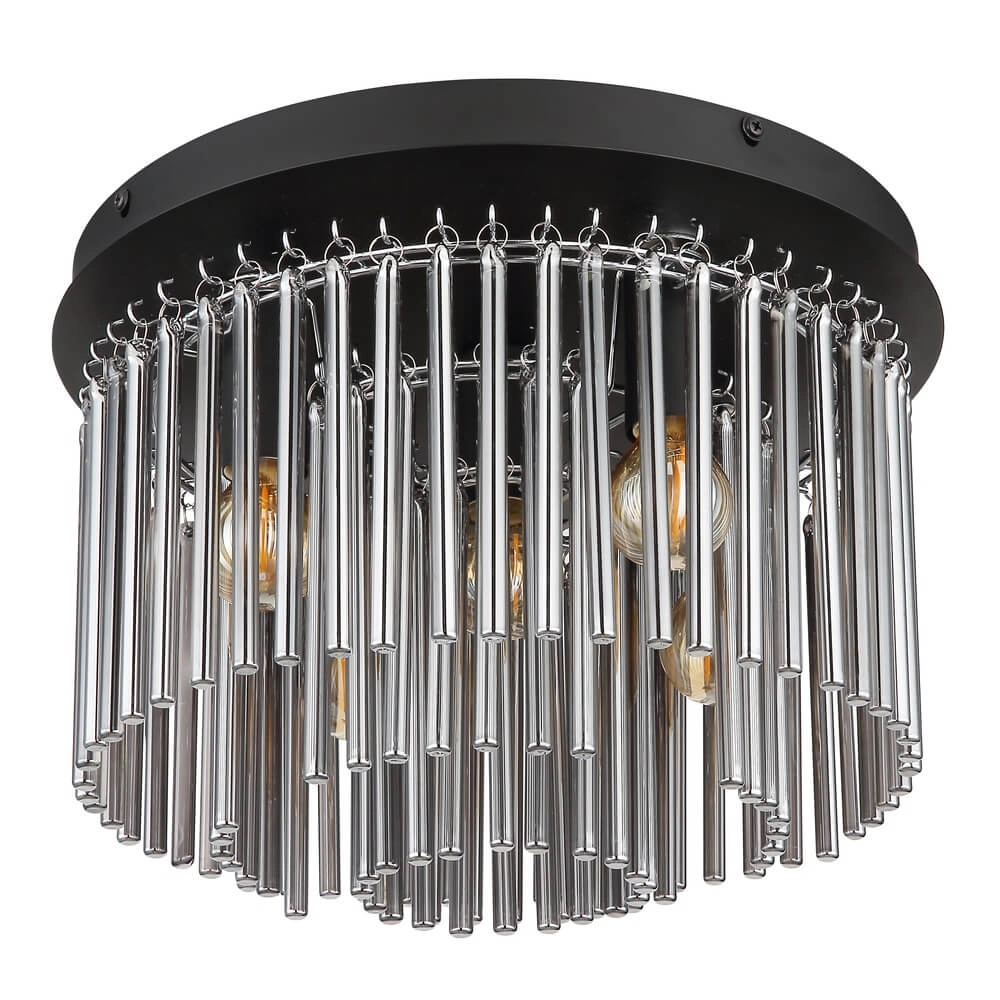 Zwarte plafondlamp Gorley met glas Ø 32cm Globo 9007371448951
