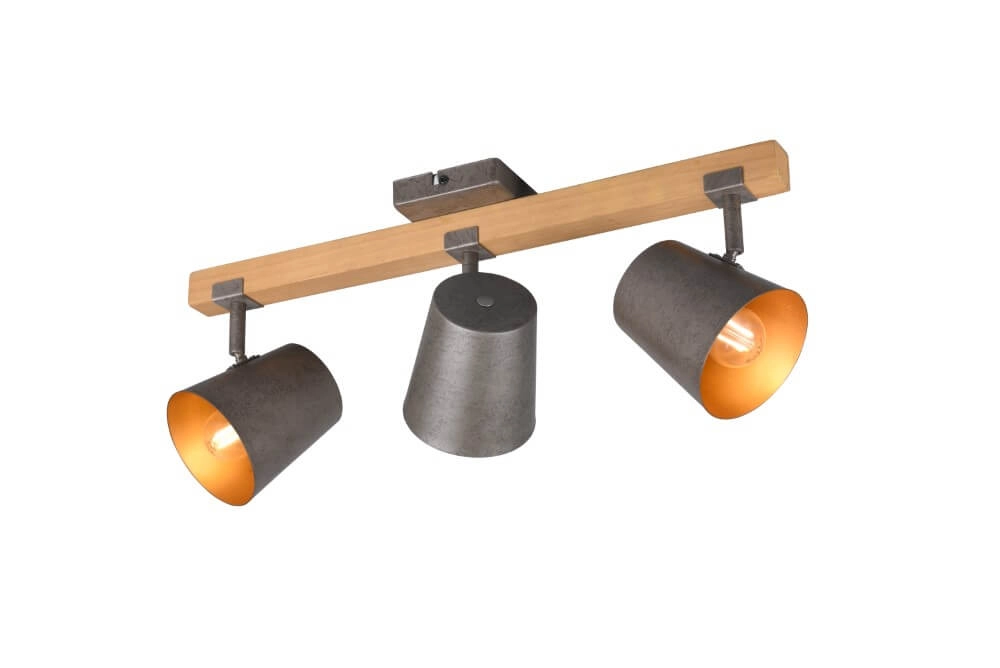 Spot Bell 3-lichts antiekgrijs met hout Trio 4017807502589