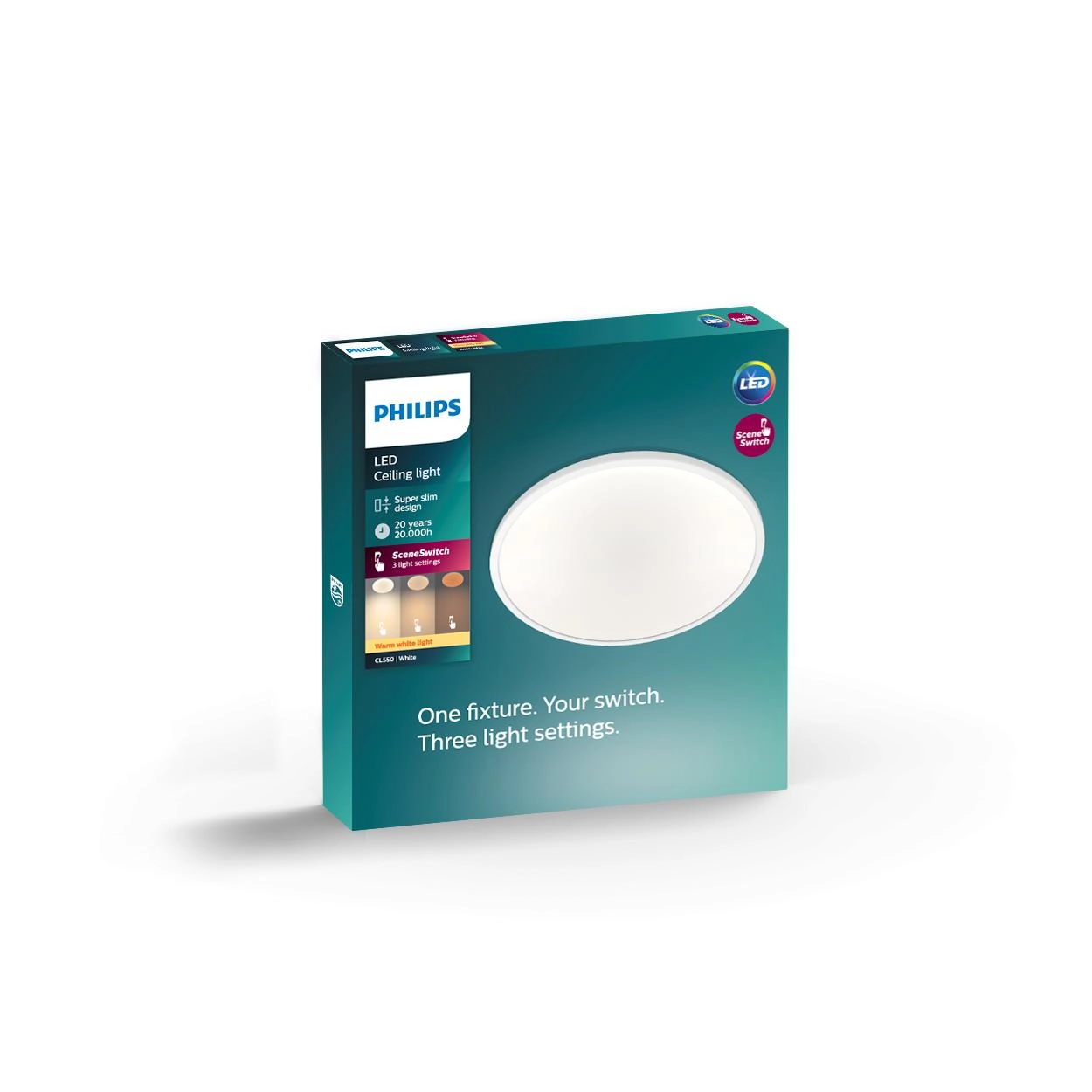 Plafondlamp Super Slim 2700K wit Philips 8718699681012