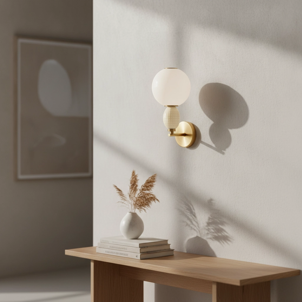 Wandlamp Obrie goud met wit
