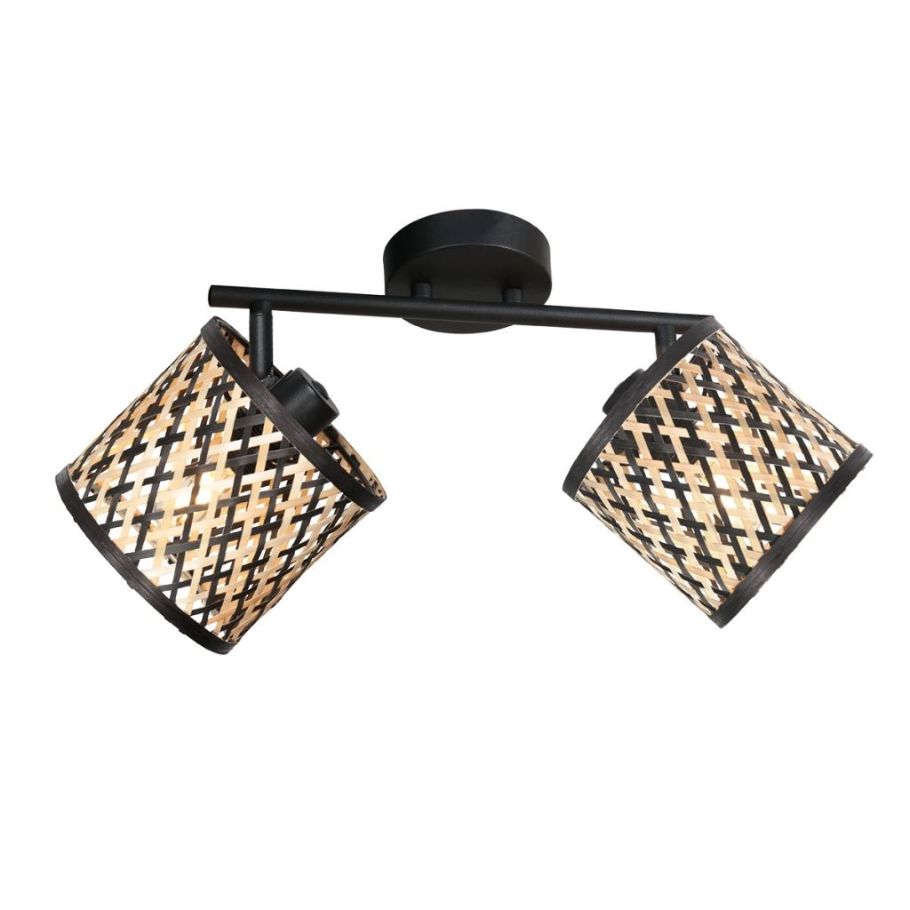 Plafondlamp 2-lichts Sumba met bamboe kappen Ø12cm