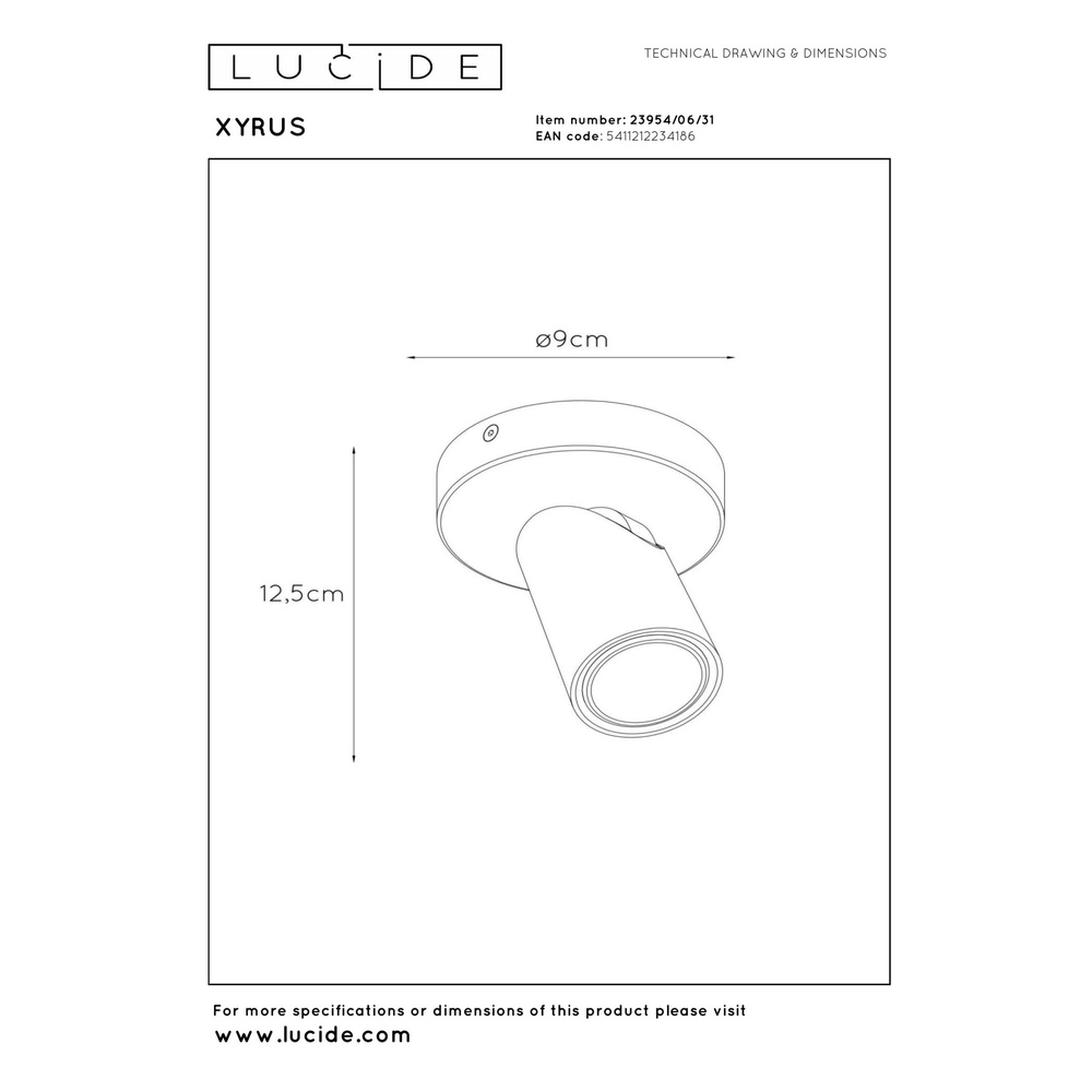 Plafondspot Xyrus wit Lucide 5411212234186