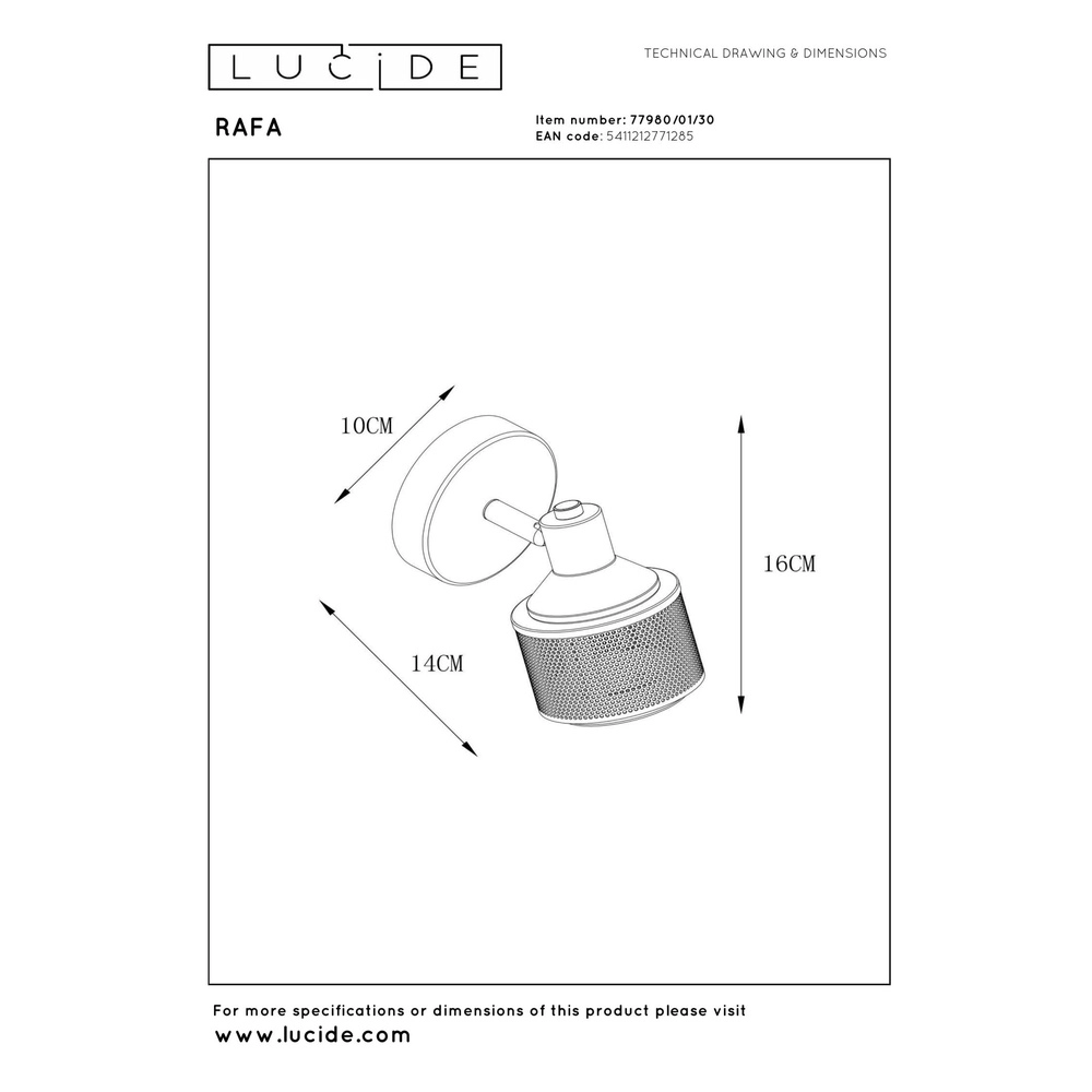 Plafondlamp Rafa zwart met koper Lucide 5411212771285