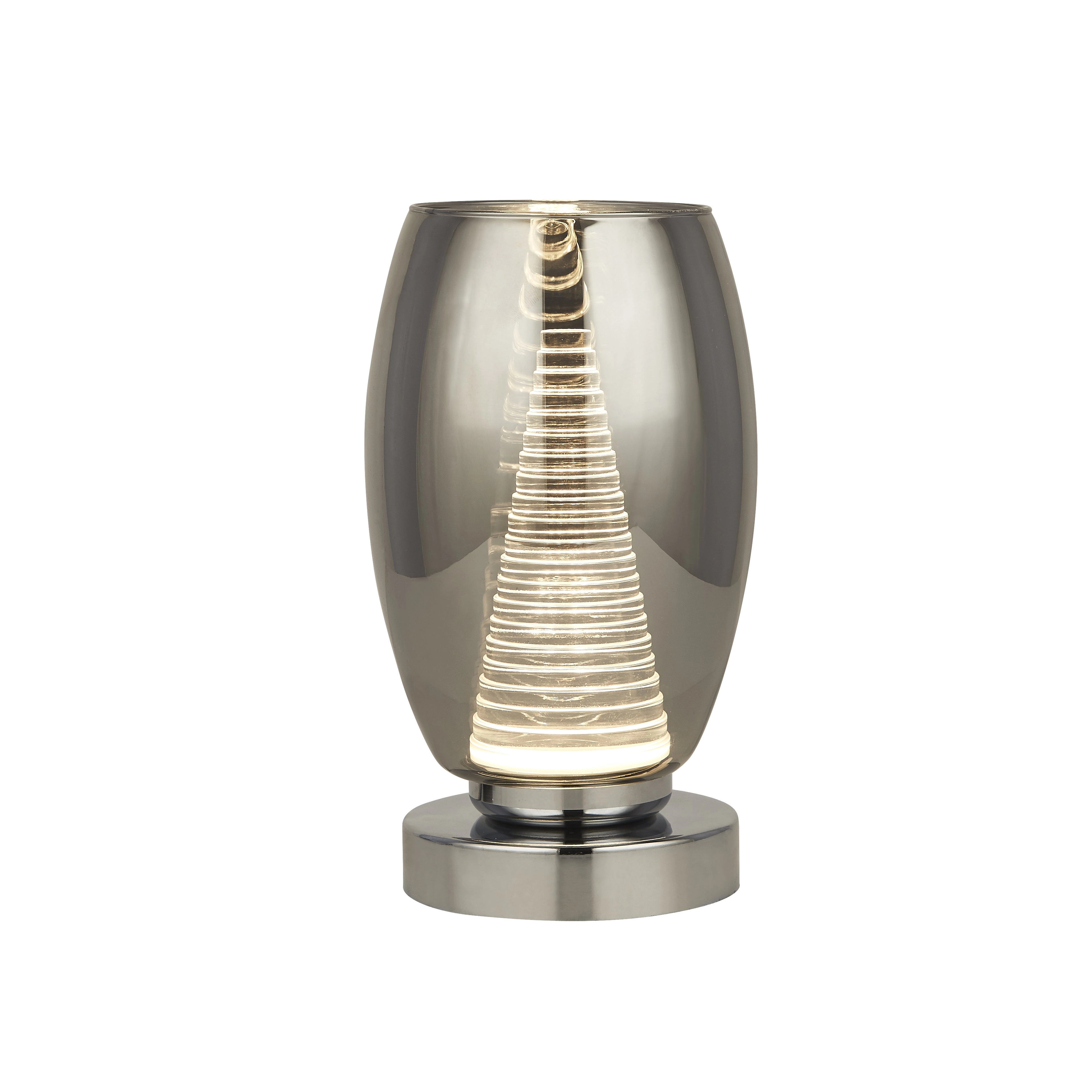 Tafellamp Cyclone chroom met smoke glas Searchlight 5053423176031