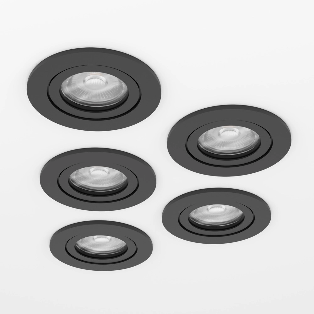 Set van 5 inbouwspots Barranco zwart Ø 9cm - 3-staps CCT Eglo 9008606359462