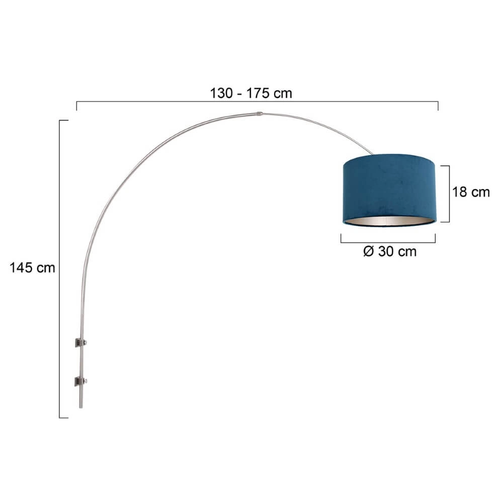 Wand booglamp Sparkled RVS met blauw Steinhauer 8712746147346
