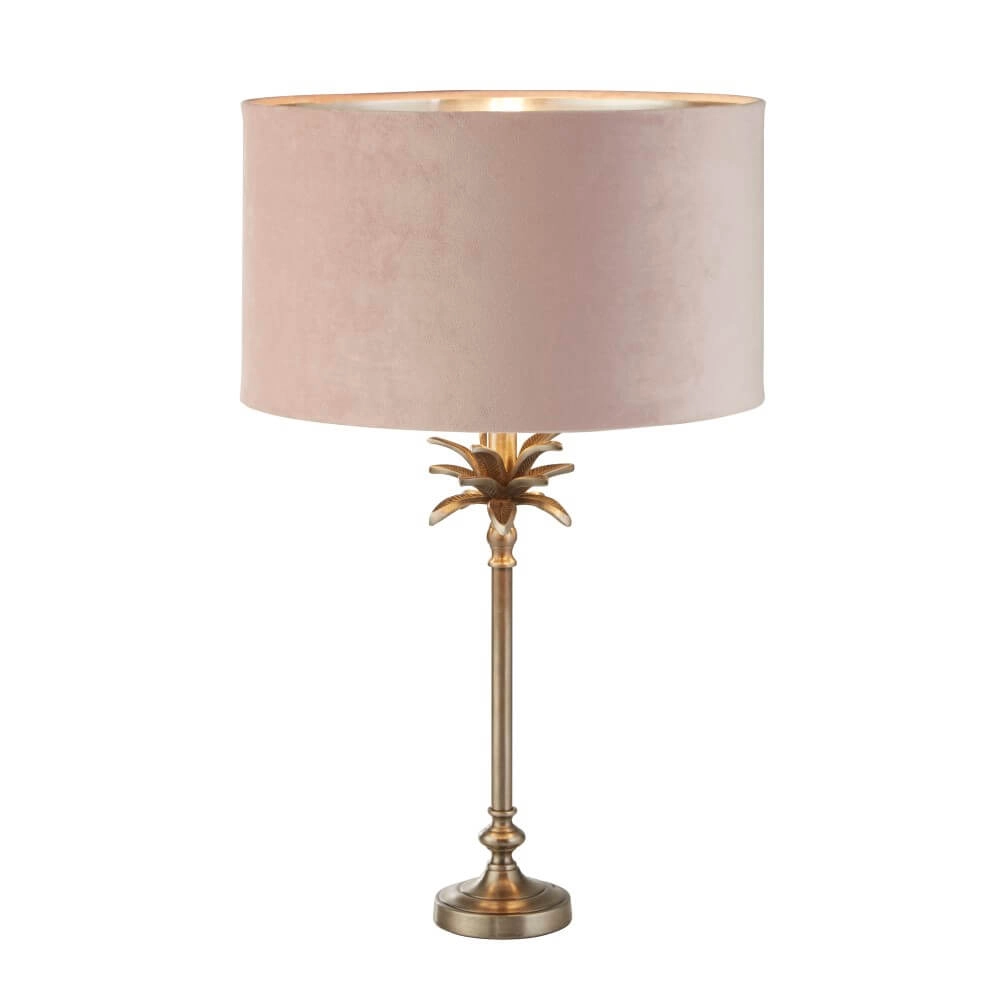 Tafellamp Palm goud met roze kap Searchlight 5053423257488