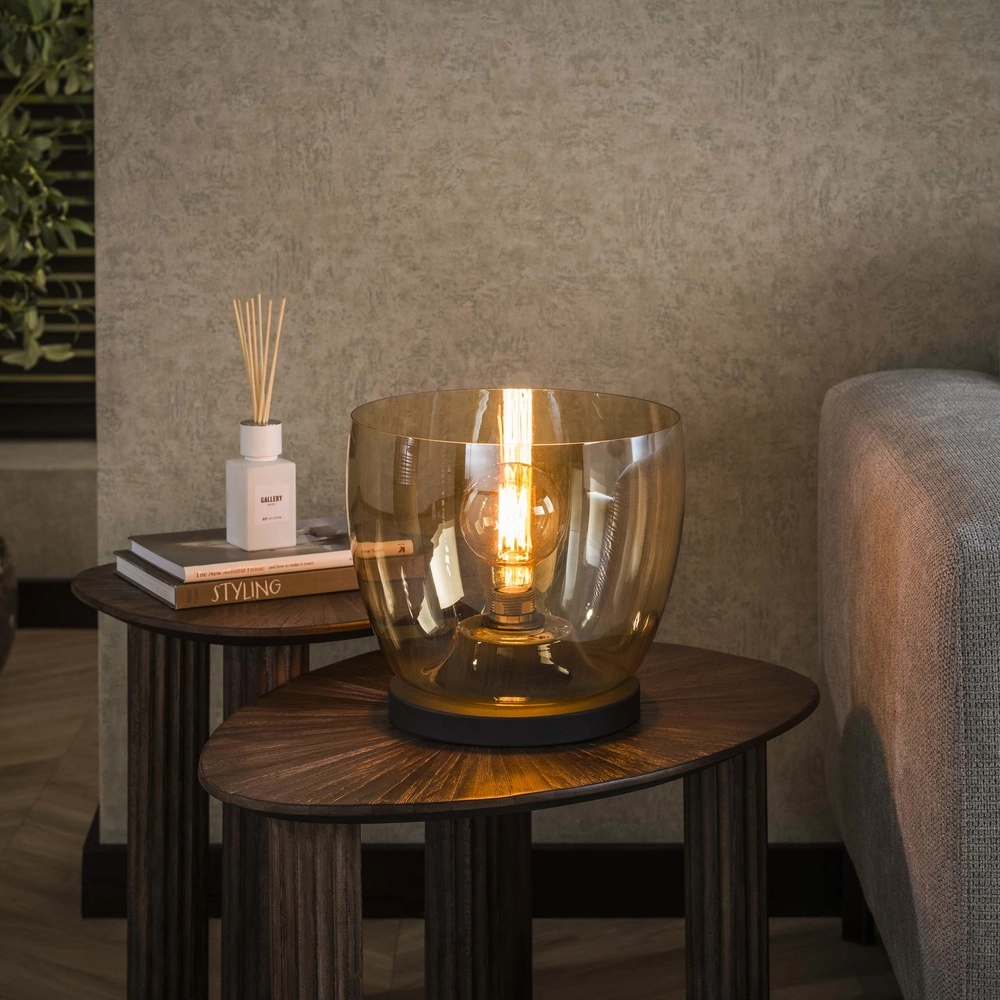 Vloerlamp amber glas UP Ø 29cm - 27cm hoog