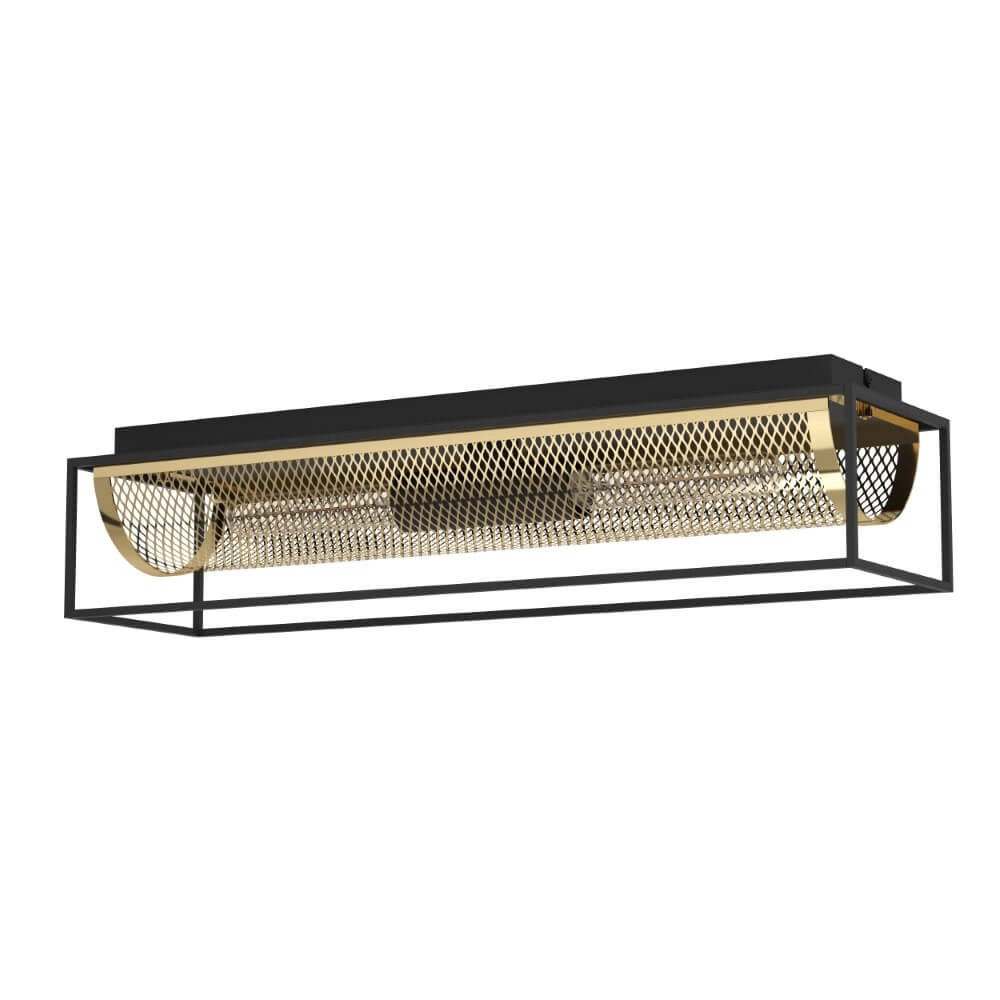 Landelijke plafondlamp Nohales zwart met goud
