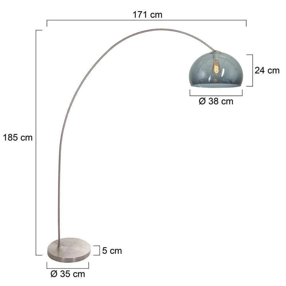 Booglamp Solva metaal met smoke glas Steinhauer 8712746174946