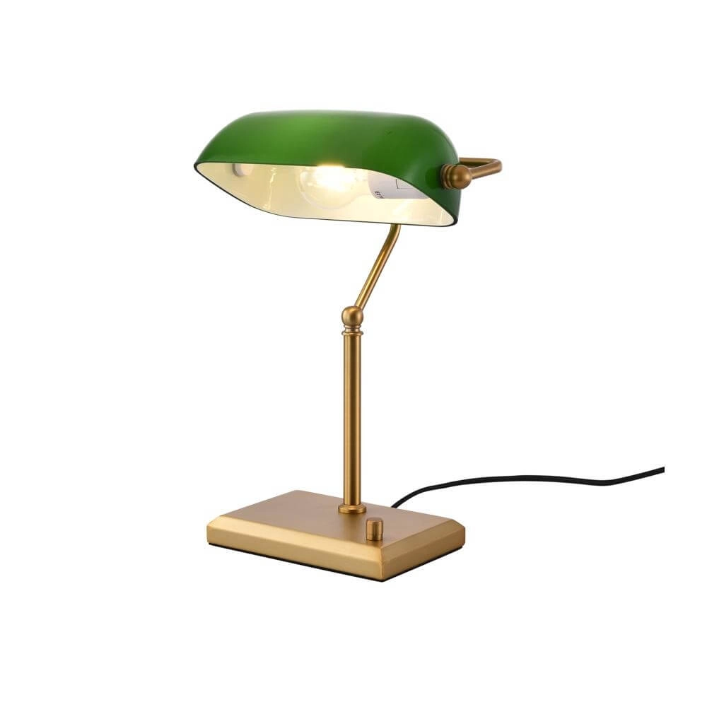 Klassieke bankierslamp Stanford goud met groen