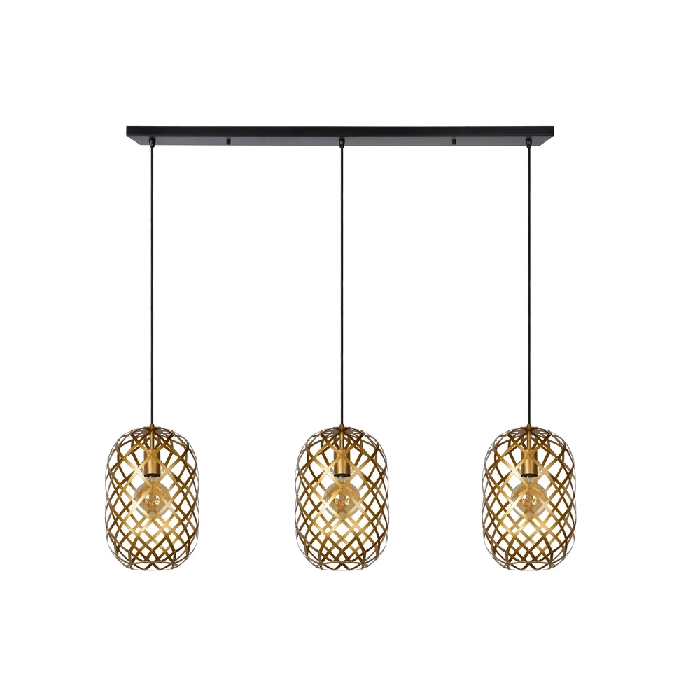 3-lichts hanglamp Wolfram goud