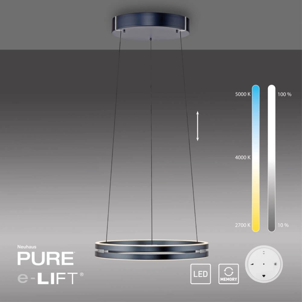 Strakke hanglamp Pure E-Loop grijs Paul Neuhaus 4012248372258