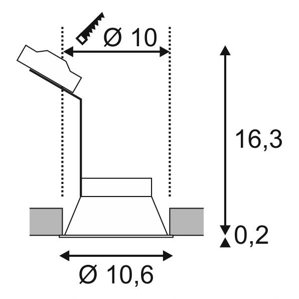Inbouwspot Horn zwart 10,5cm SLV 4024163150101