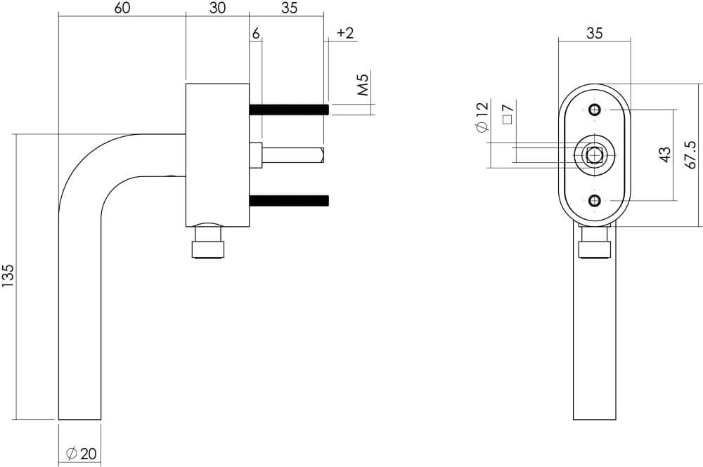 Raamkruk Recht afsluitbaar ovaal rozet RVS Intersteel 8714186434307