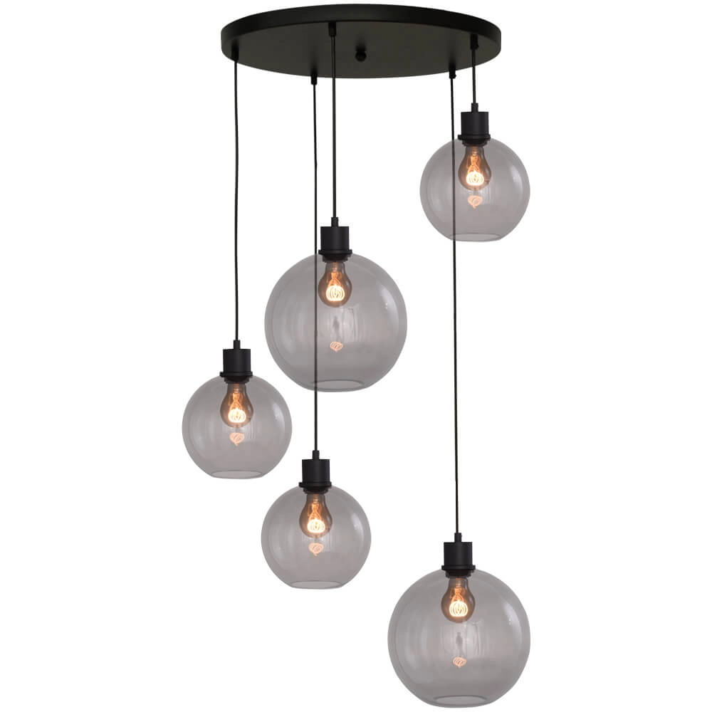 Vide hanglamp Lazise 5-lichts zwart