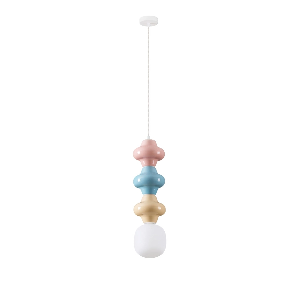 Hanglamp Clio L gekleurd keramiek met wit glas Lyora 5212017461308