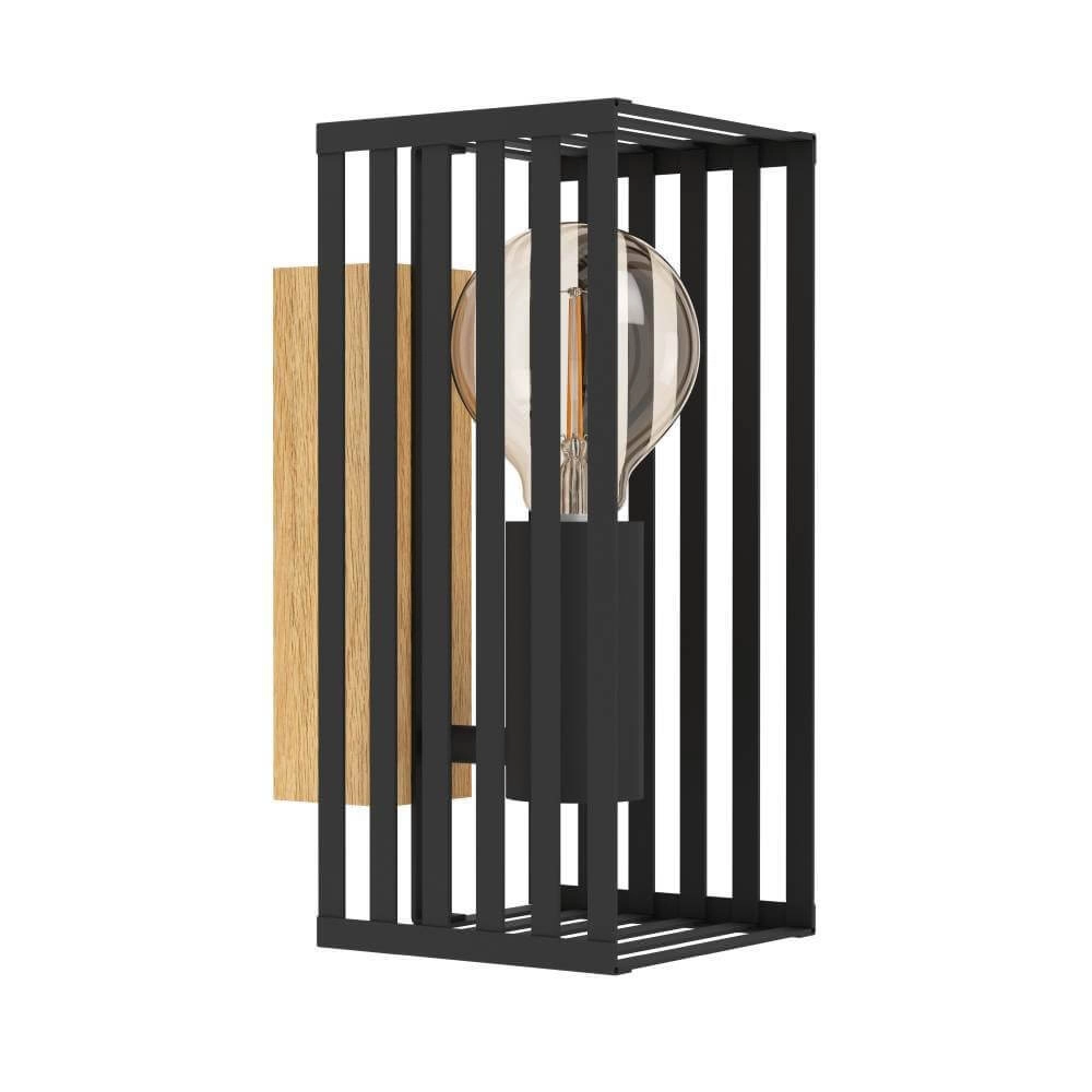 Wandlamp Cidraz vierkant met hout